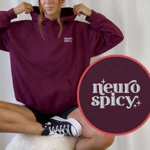Neurodiversitetsbroderad huvtröja, överdimensionerad tröja, unisex, neurospicy, ADHD, autism, psykisk hälsa, ångest