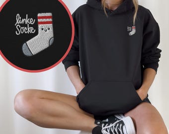 Left Sock Embroidery Hoodie | Oversized Unisex Pullover Against the Right, Antifascism, FCKNZS Never Again is now, the Left, 161 fck afd