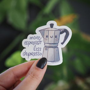 Adesivo per caffè | Più espresso, meno espresso | Adesivo divertente per caffè | Amore per il caffè | Adesivo in vinile | Regalo per gli amanti del caffè