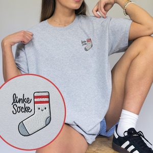 Left sock embroidery T-shirt | Oversize shirt unisex against right-wing antifascism FCKNZS Never again is now, the Left, 161 fck afd