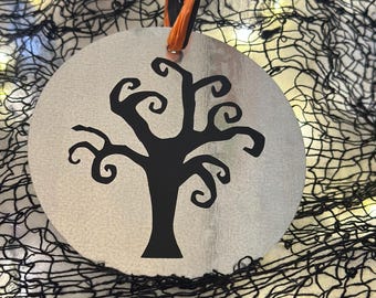 Halloween Spooky Baum Galvanisierte Metallrunde Verzierung