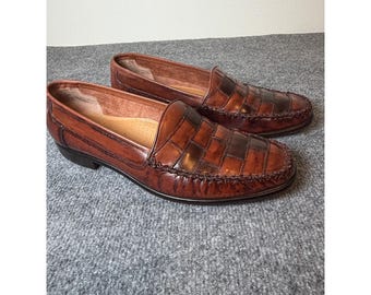 Giorgio Brutini Le Glove Mocassini da uomo in pelle patchwork marrone, taglia 13 D, con punta mocassino