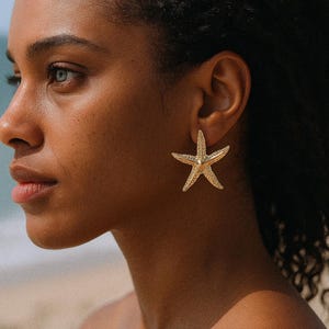 Stella Gold Starfish Earrings | 18k Gold Plated Coastal Summer 2025 drop