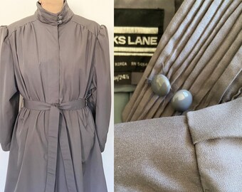 70s Gray Belted Trench Coat by Junior Gallery Zip Out Lining