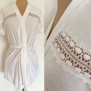 SALE! Vintage Terry Robe *Small* HEATHER COLLECTION White Beach 80s Coverup