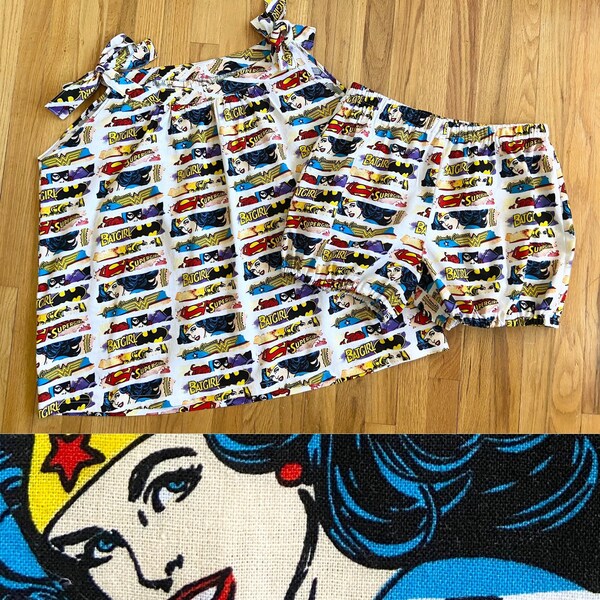 NEW! Vintage-Inspired Babydoll Pajamas *Large/X-Large* DC COMICS Batgirl Supergirl Wonder Woman PJs
