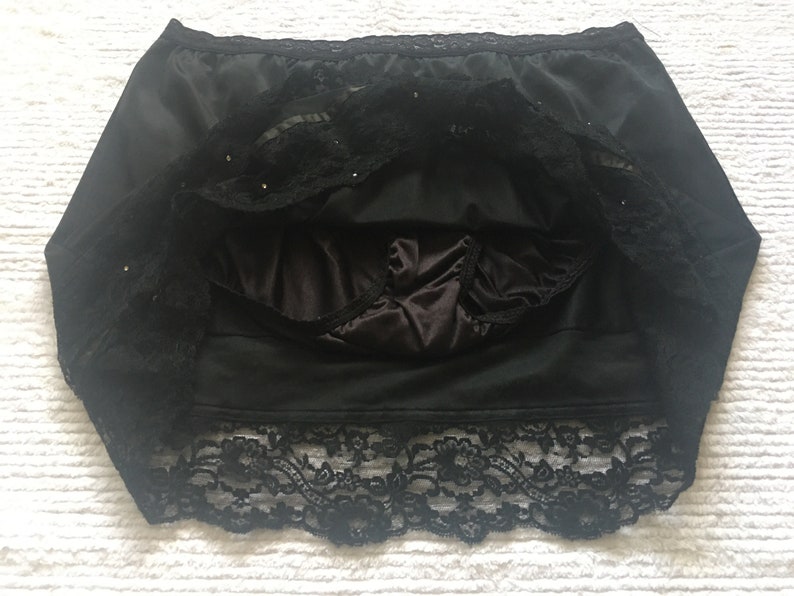 OOAK Vintage Style *Size XL* Satin Nylon Lace Pantyslip Panties Pettislip Half Slip