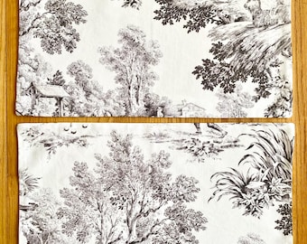 Vintage-Inspired Black/White French Toile Placemats *Set of Two* Victorian Cottagecore Country Table Linens