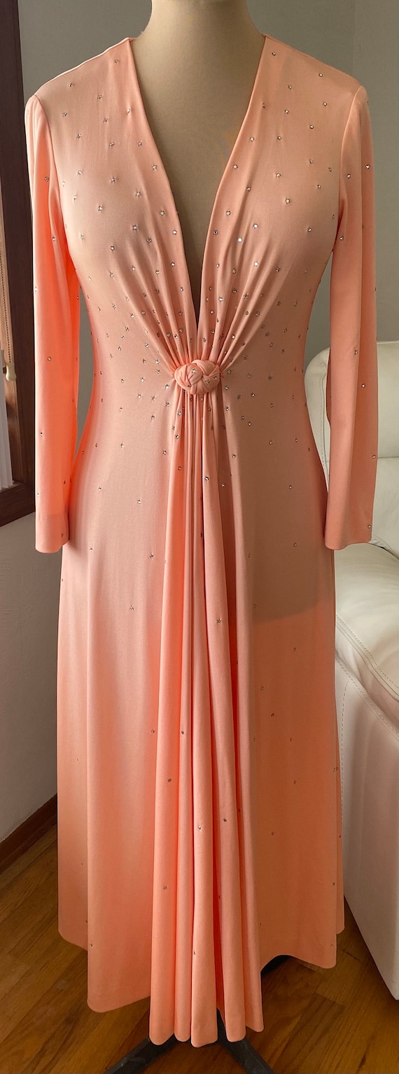 Vintage 70s Embellished Evening Gown *Medium* TAL… - image 2