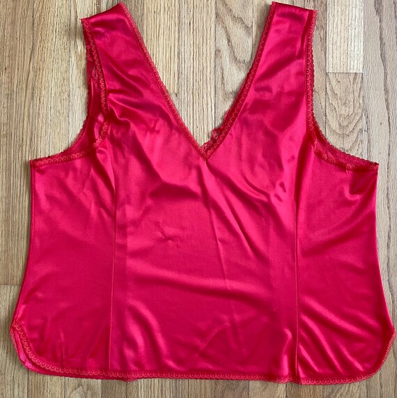 Vintage 60s Nylon Cami *Size 42/44* RED Embellish… - image 4