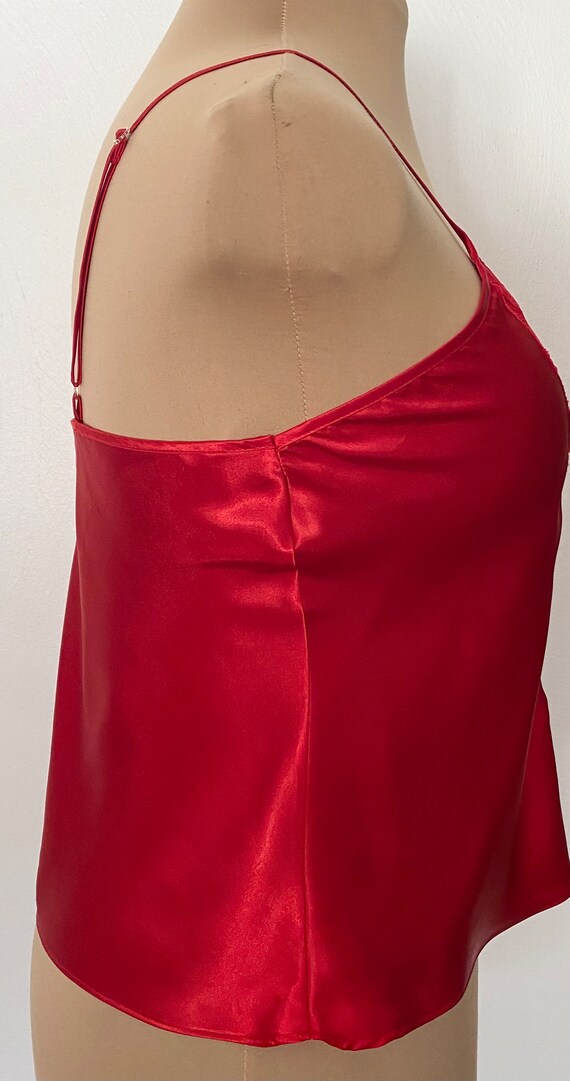 Vintage 80s Red Satin Sheer V Cami *Medium* DELIC… - image 3