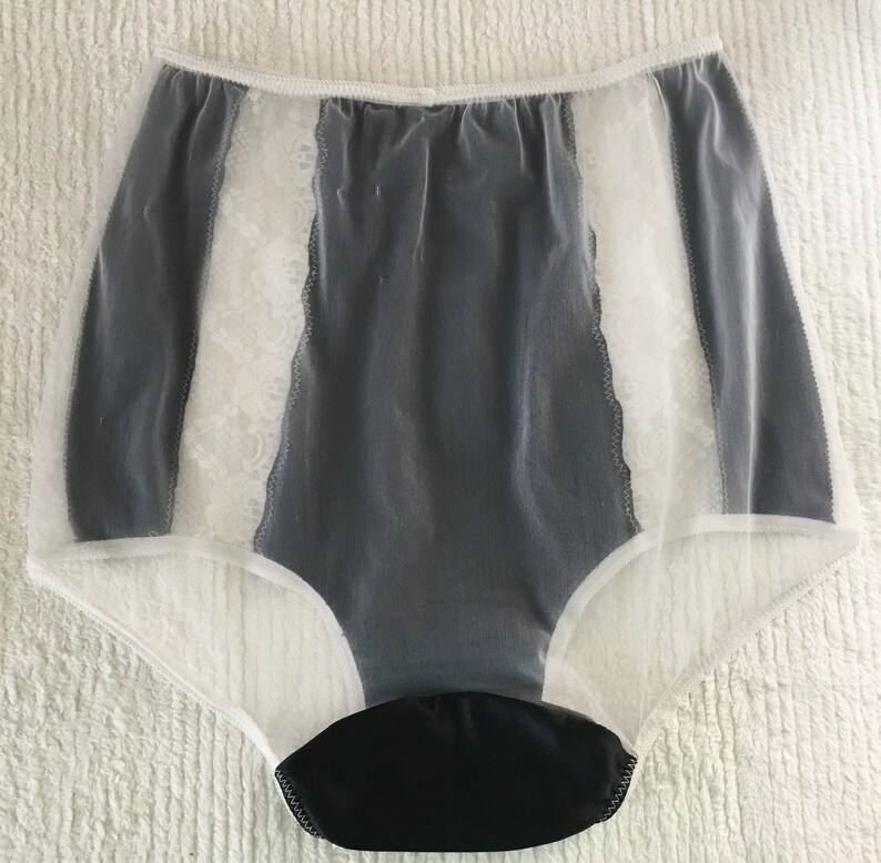 NEW Vintage Style *Size 9* Sheer Black NYLON High Waist Pinup Panties