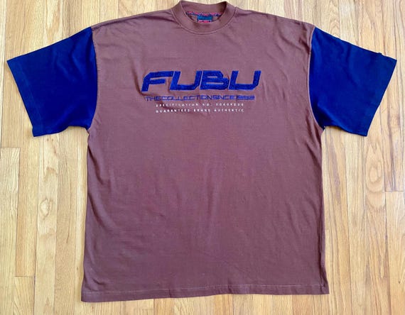 Vintage 90s FUBU Embroidered Tee *3XL* Big/Tall Cotton Men's Chenille Logo T-Shirt