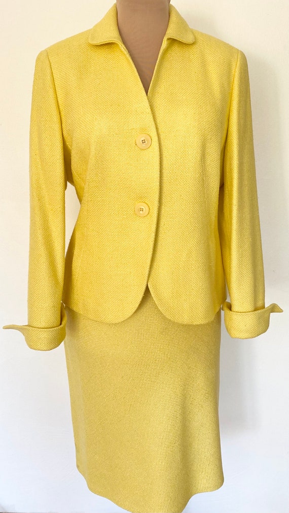 Vintage 90s Silk Skirt Suit *Size 14* CARLISLE Ye… - image 2