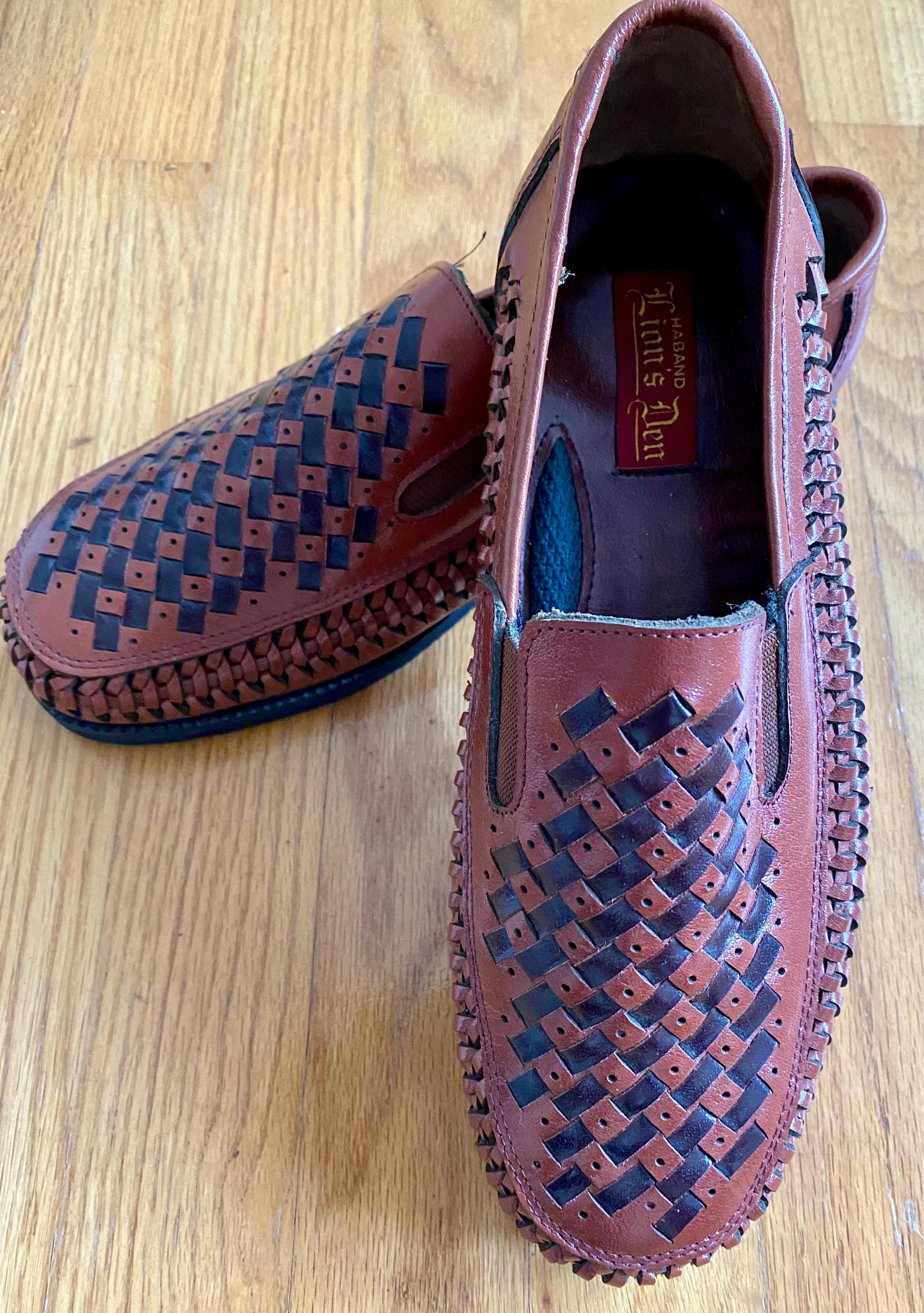 Haband Dark Brown Woven Leather Loafers Haband Duke Mens Brown Weave Loafers US Size 10 1/2 | eBay main image 2