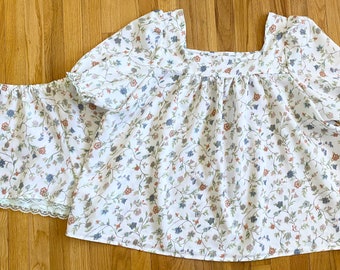 NEW! Vintage 80s-Inspired Babydoll Pajamas *Large/X-Large* Cotton Floral PJ Short PJ Set