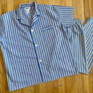 Vintage 80s Men&#39;s Pajamas *XL* McGREGOR CLASSICS Cotton Blend Blue Striped Pajama Set