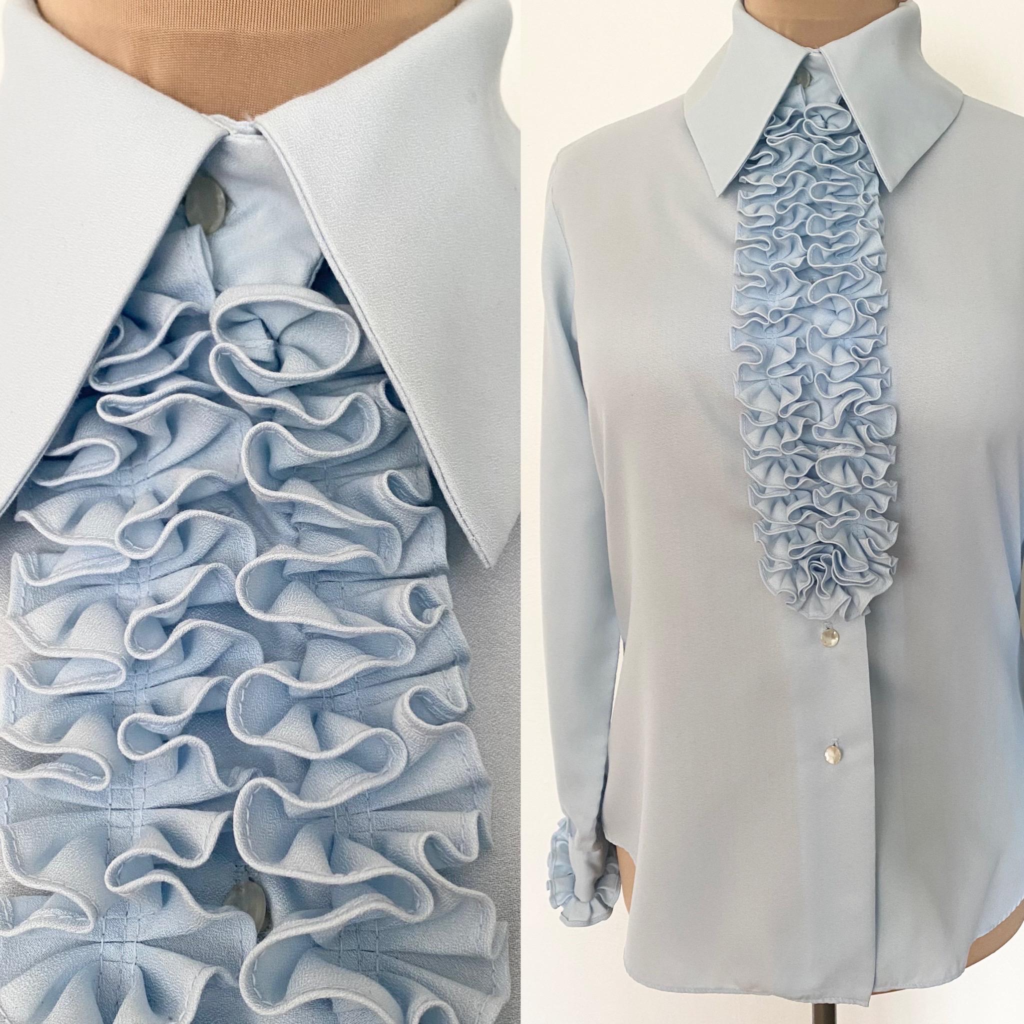 70s Ruffle Vintage Ruffled Tuxedo Shirt Vtg 60s 70s Tuxedo Shirt