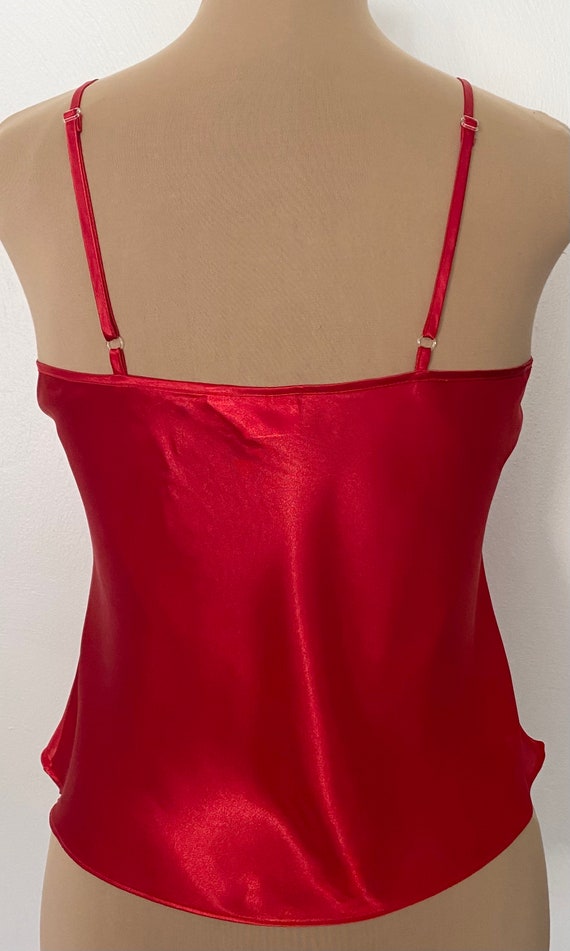 Vintage 80s Red Satin Sheer V Cami *Medium* DELIC… - image 5