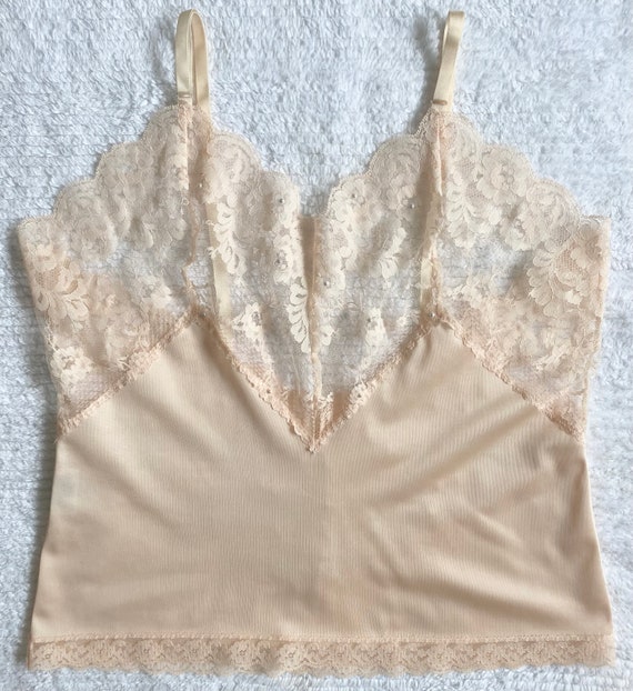 Vintage 80s Peach Lace Cami *Size 36* BODY CHIC P… - image 1