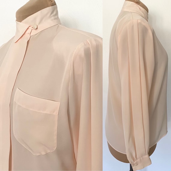 Vintage 80s Pleated Blouse *Size 10* TESS Peach Se