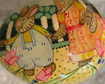 New 6” Germany Peter Rabbit Paper Mache Easter Egg Box Beatrix