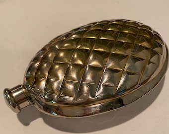 Vintage Quilted Silver Flask