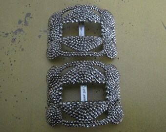 Antique French Victorian Steel Cut Shoe Buckles