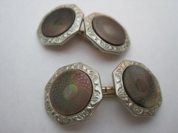 Pair of silver Vintage Park Rogers Art Deco Cuffl… - image 1
