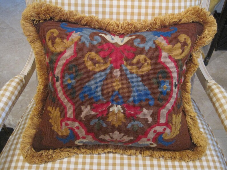 Antique Needlepoint Pillow Etsy