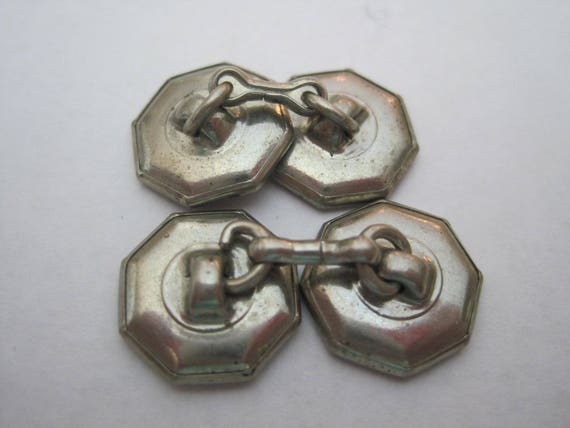 Vintage Silver Cufflinks with Mother of Pearl - image 2