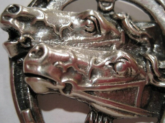 Vintage Sterling Horseshoe Stirrup Horsehead Pin - image 2