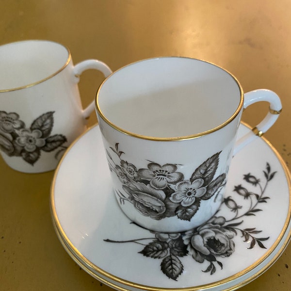 Pair of Vintage Royal Worcester Demi Tasse Cups and Saucers