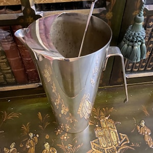 Vintage Italian Silver Cocktail Pitcher and Spoon
