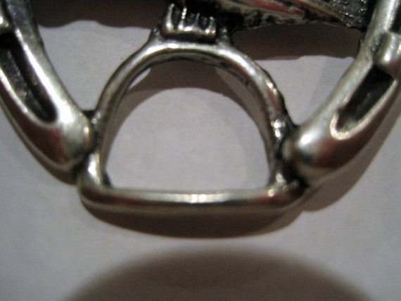 Vintage Sterling Horseshoe Stirrup Horsehead Pin - image 4