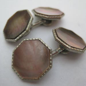 Vintage Silver Cufflinks with Mother of Pearl