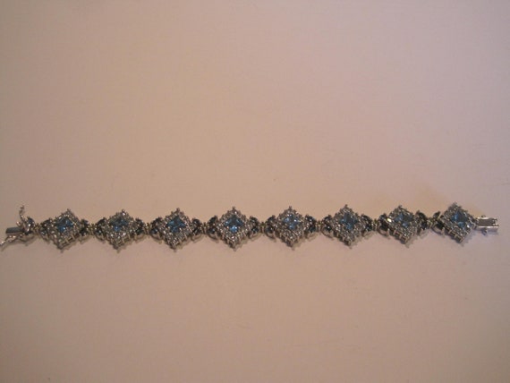 Vintage Sterling and Rhinestone Bracelet - image 2