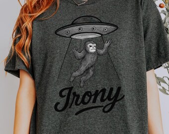Funny Bigfoot Abduction T-Shirt: Vintage Style Cryptid Alien Tee