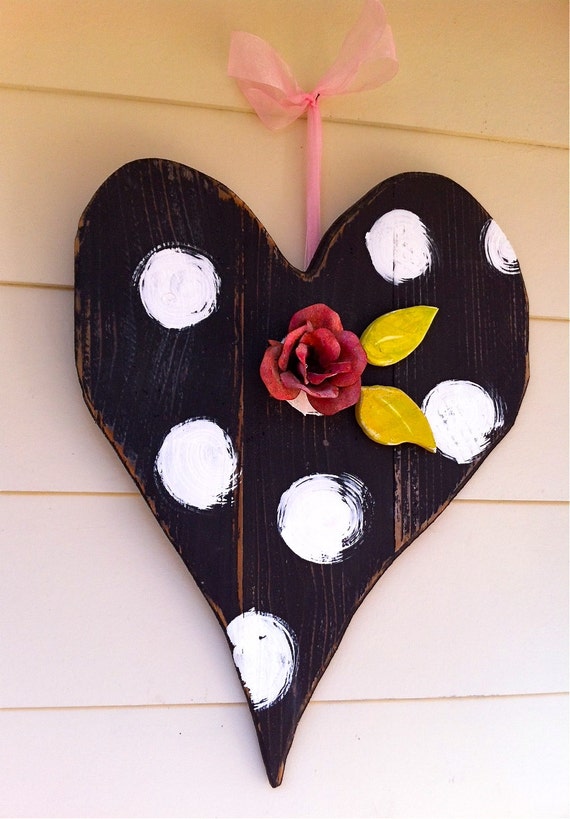 Items similar to HUGE Hand Painted Recycled Wood HEART on Etsy