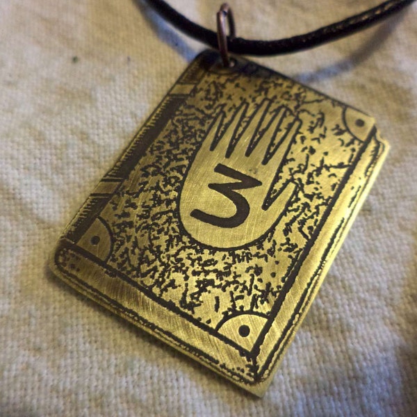 Gravity Falls Etched Brass Journal Pendant