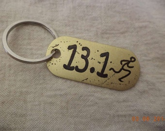 13.1 Half Marathon Etched Brass Keychain