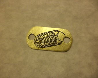 Trilobite etched brass shoelace tag