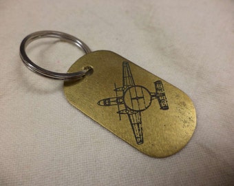 E-2 Hawkeye Etched Brass Keychain