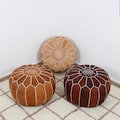 Moroccan Pouf Ottoman home Decor - Round Handmade Leather Pouf, Ottoman footstool,living room decor, Footstool,Floor Cushion New Home Gift!