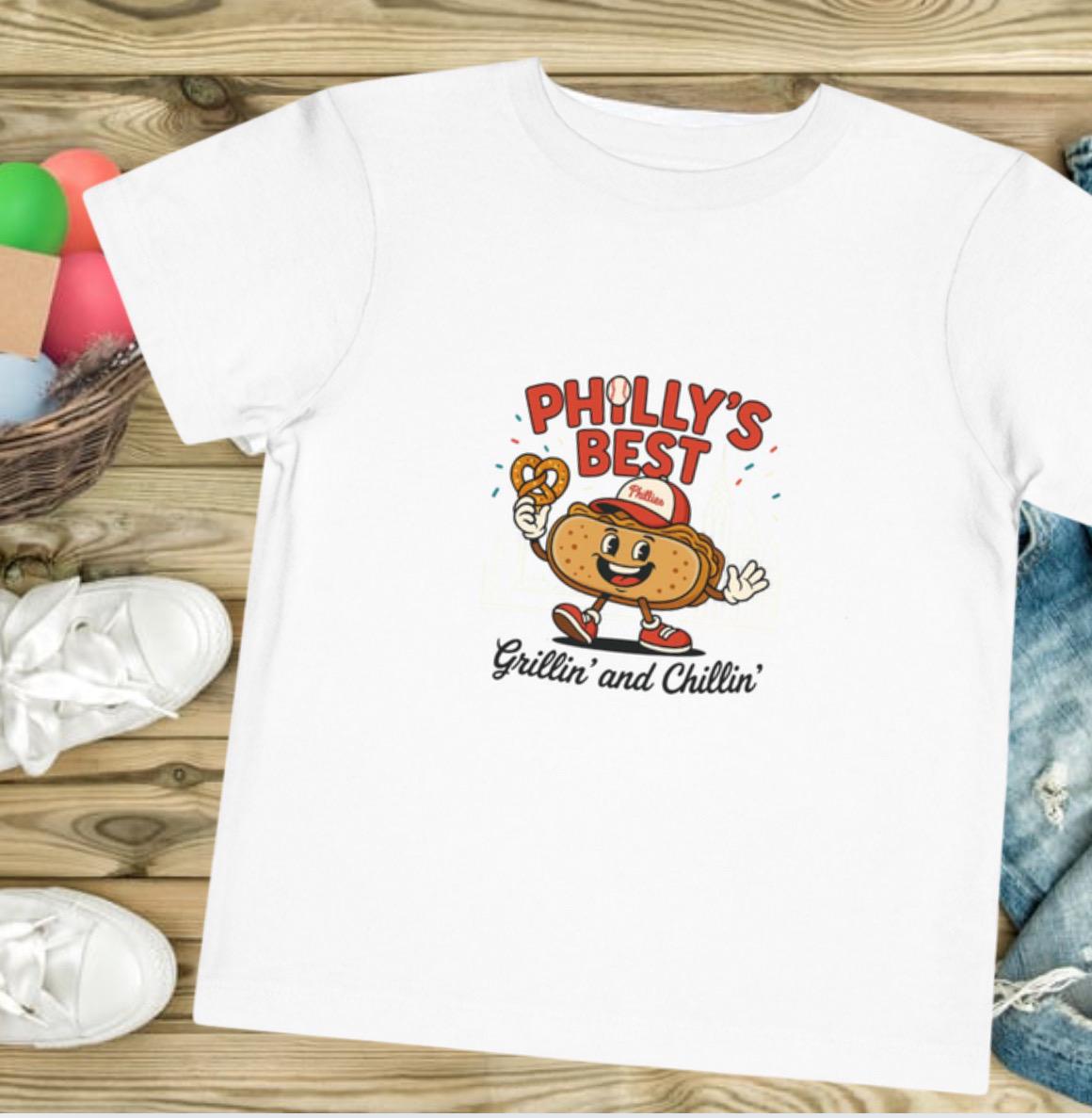 Philadelphia Phillies Toddler Grillin' and Chillin' Tee - Fun Foodie Clothing, Summer Playwear, Birthday Gift, BBQ Party Outfit MLB