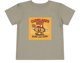 Cleveland Guardians MLB Baseball Kids Tee, Hot Dog & Pretzel Summertime Shirt for Toddlers, Youth Clothing, Sports Fan Gift, Cleveland