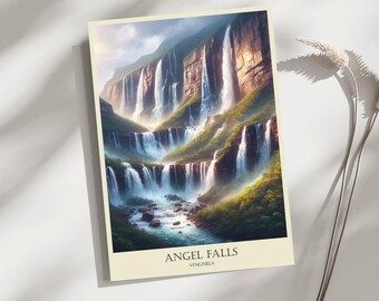 Angel Falls, Venezuela, Waterfall, Travel, Poster, Print, Art, Home Décor, Wall-Art - A4, A3, A2 Sizes - Gift For Loved ones (Made to Order)