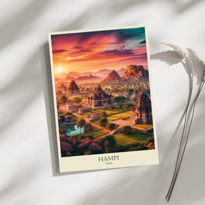 Hampi, India, Skyline, Travel, Poster, Print, Art, Home Décor, Wall-Art - A4, A3, A2 Sizes - Gift For Loved ones (Made to Order)