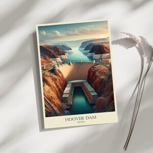 Hoover Dam, Nevada, Skyline, Travel, Poster, Print, Art, Home Décor, Wall-Art - A4, A3, A2 Sizes - Gift For Loved ones (Made to Order)