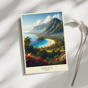 Jamaica, Caribbean, Skyline, Travel, Poster, Print, Art, Home Décor, Wall-Art - A4, A3, A2 Sizes - Gift For Loved ones (Made to Order)